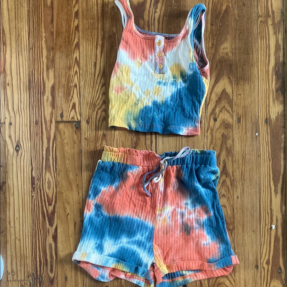 Colorful Tie-Dye Tank and Shorts Set
